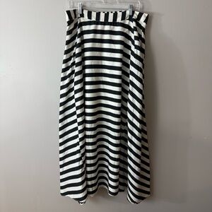 Black and White Striped A-Line Maxi Skirt